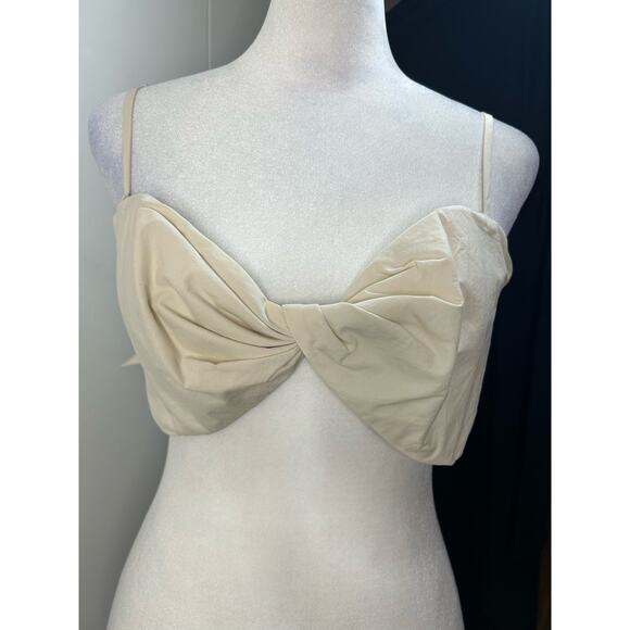 Frame Cotton Poplin Twist Front Bra Top in Flax. Size Large NWOT - Picture 3 of 5